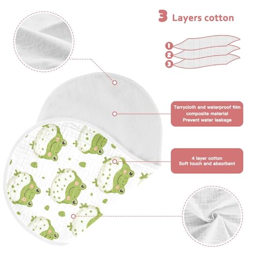 vvfelixl Light Green Cute Frog Burp Cloths for Baby Boy Girls Baby Washcloths Burp Rags 1 Pack3