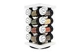 Orii Spice Rack 16 Jar Set White Filled with Spices - Rotating Standing Rack Shelf Holder & Countertop Spice Rack Tower Organizer for Kitchen Spices, Free Spice Refills for 5 Years