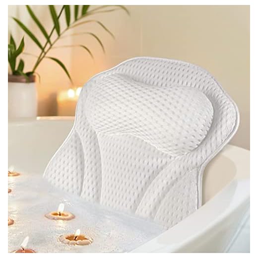 Docilaso Premium Bath Pillow, Quick-Drying 4D Air Mesh Bathtub Spa Pillow, 6 Non Slip Suction Cups, Soft and Comfortable -- Suitable for All Bathtub, Hot Tub, Jacuzzi, Spas