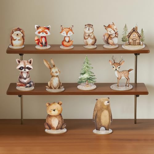 Image of 12 Pack Woodland Animals Baby Shower Decorations, Kid Forest Happy Birthday Decoration Centerpieces for Tables Woodland Nursery Animal Decor Home Office Farmhouse
