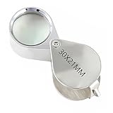 Juwelier Lupe 30 Fache, Edelstahl Einschlaglupe,Vergrößerung Metall Faltlupe,Taschenlupe für Diamanten Juweliere Münzen Briefmarken, Währung Erkennung, Schmuck Identifikation