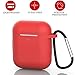 Produktbild NeotrixQI AirPods Hülle Schutzhülle Silikon Schutzhülle [Front-LED Sichtbar] Mit Karabiner Kompatibel mit dem Apple AirPods Charging Case 2 & 1, Anti-verlorener Bügel-Anti-Staub-Stecker (Rot)