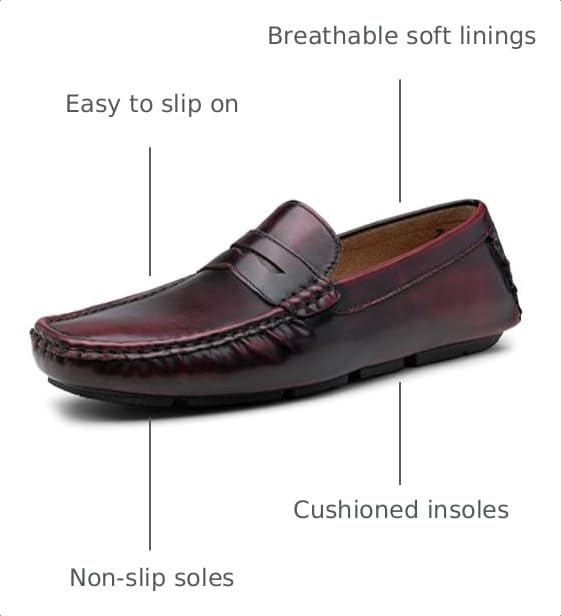 Image of Jousen Men's Penny Loafers Casual Driving Slip On Shoes | Rubber Outsole Soft Lightweight Moccasins Daily Business Wedding Office Travel Boat