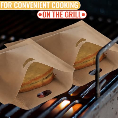 Image of 12 Pcs Upgraded Non-Stick Grilled Cheese Toaster Bags Reusable Up To 50 Times - 6.3 inch x 6.3 inch Reusable Toaster Bags for Grilled Cheese Sandwiches and Panini | Easy to Clean and Heat-Resistant Material
