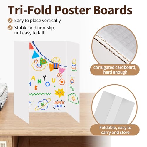 Yeplan 10 Packs Poster Boards,26x17 inches Medium Trifold Poster Boards,Corrugated Science Fair Display Boards,Professiona,Project Boards