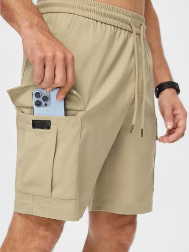 Image of JMIERR Men's Casual Stretch Cargo Shorts | Drawstring Elastic Waist, Multi Pockets, Summer Work Short, Classic