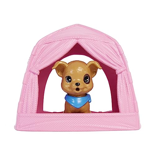 Barbie - Siamo in Due Campeggio con Stacie, PlaySet con Bambola Alta 25cm, Cagnolino, Tenda per Cucciolo, Trasportino, Foglio di Adesivi e Accessori da Campeggio, 3+ Anni, HDF70