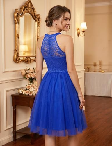 Image of Dressystar Women's Sequin Short Prom Dress Sparkly Halter Tulle Cocktail Party Homecoming Dresses
