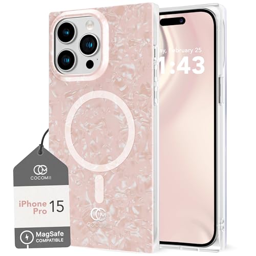 Coque carrée iPhone 15 Pro rose antichoc pour éviter les rayures