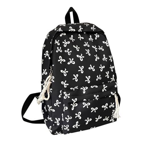 1pcs bow backpack for girls - cute kawaii preppy coquette backpack for teen girls back to school girly aesthetic college bookbag with large capacity padded shoulder strapsblack 1