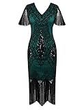 PrettyGuide Women's 1920s Dress Sequin Art Deco Flapper Dress With Sleeve
