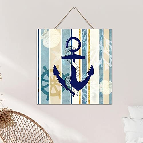 Panneau vintage bois avec ancre marine authentique et finitions rustiques