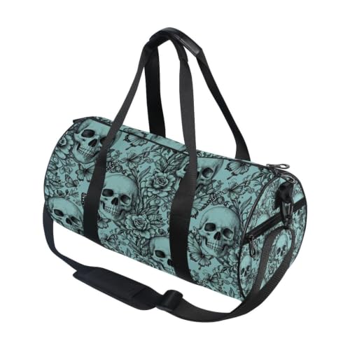 Bolsa de lona para viajes cortos y entrenamientos con estampado floral gótico