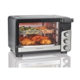 Hamilton Beach Easy View XL Toaster Oven with Sure-Crisp® Air Fry, 6 Slice Capacity, Black with Stainless Steel Accents, R31460 (Renewed)