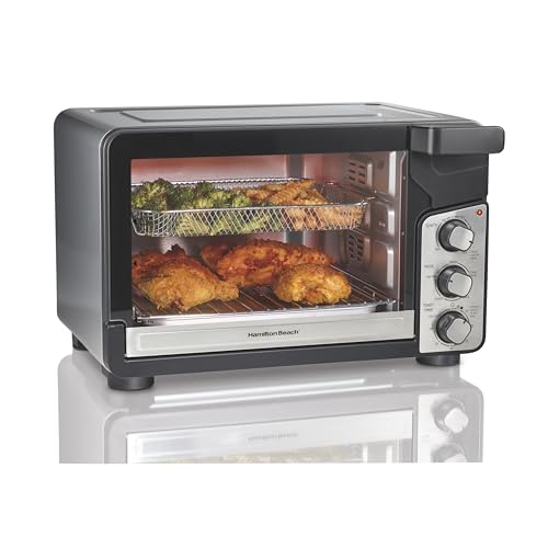 Image of Hamilton Beach Easy View XL Toaster Oven with Sure-Crisp® Air Fry, 6 Slice Capacity, Black with Stainless Steel Accents, R31460 (Renewed)