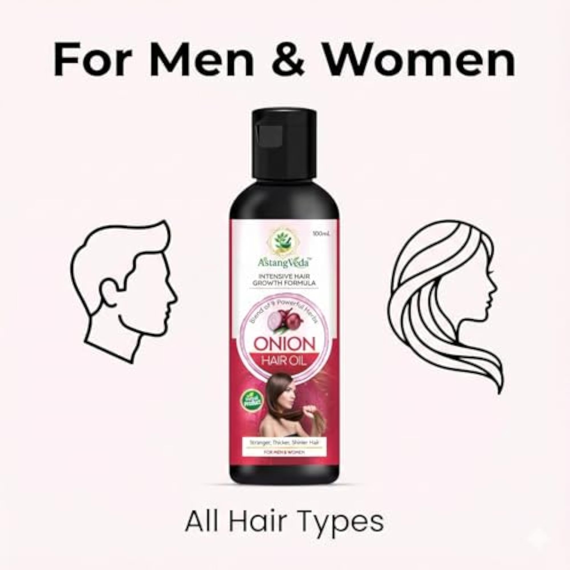 Intensive Hair Growth Formula Onion Hair Oil with 9 Powerful Herbs, 100mL
