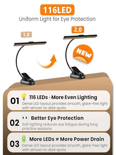 image for Vekkia Professional 116 LED Rechargeable Music Stand Light - Foldable 