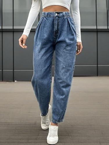 Women's Jeans high Rise Straight Leg Denim Pants Elastic Waist Soft Urban Fashion Denim Streetwear2