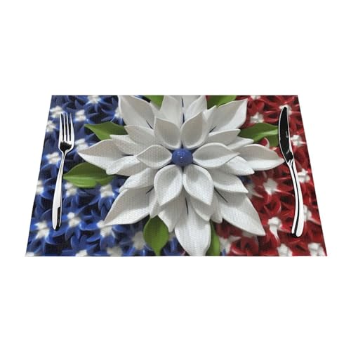 Set de table en PVC tissé fleuri pour repas en terrasse - 3