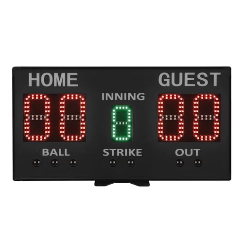 Milzeone LED Baseball Scoreboard, Electronic Softball Score Keeper with Remote Base Bracket, Portable High-Light Digital Baseball Scoreboard with Innings Balls Strikes Outs Outdoor(Black)
