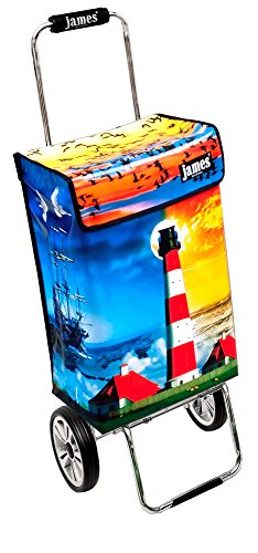 James® Einkaufstrolley modern Design Botticelli, Einkaufswagen bunt, Hackenporsche, Shopping-Lifestyle, Planenmaterial, bis 50kg Tragkraft, Grosse Räder, Made in Vienna