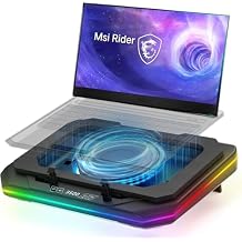 Cooling Pad for Msi Raider 18 HX GE78 HX GE77 GE76 GE66 GE75 GE73 GE63 GE68HX Gaming Laptop with Ultra Powerful Booster Turbo Fan Can Fast Cooling,6 RGB Light Mode,Adjustable Speed,Touch Start