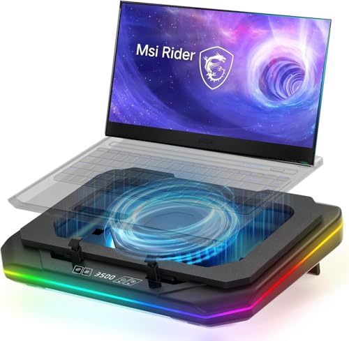 Almohadilla de refrigeración para portátil Msi Raider 18 HX GE78 HX GE77 GE76 GE66 GE75 GE73 GE63 GE68HX con ventilador Turbo de refuerzo ultra potente que puede enfriar rápidamente, modo de luz 6 RGB