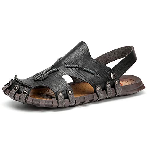 ChicWind Men's Closed Toe Leather Fisherman Sandals Outdoor Adjustable Sports Beach Slippers Flats2