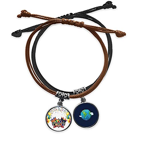 Pulsera de Venecia máscara Carnaval cadena de mano de cuero ajustable tierra