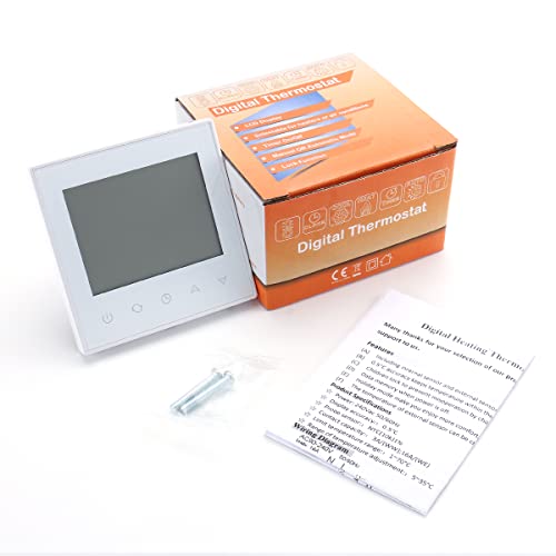 Wengart 7 Day Programmable Thermostat Wg505,Heat Only Line Voltage 120V 16A Touch Screen For Electric Underfloor Heating White Backlight #TOP7