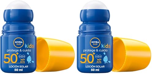NIVEA SUN Protege & Cuida Kids - Roll-On FP50+ - Protector Solar Infantil - Protección UVA/UVB Muy Alta - Resistente al Agua - Aplicación Fácil - Para Niños desde 3 años - Piel Delicada - 50 ml
