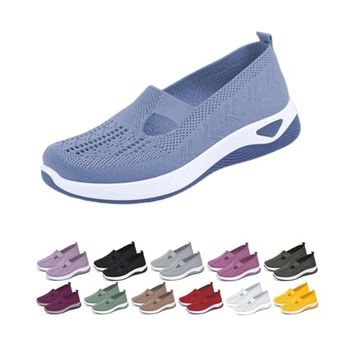 Orthopedic Shoes for Women Mesh Walking Shoes Breathable Non-Slip Slip On Loafers Lightweight Memory Foam Flat Sneakers