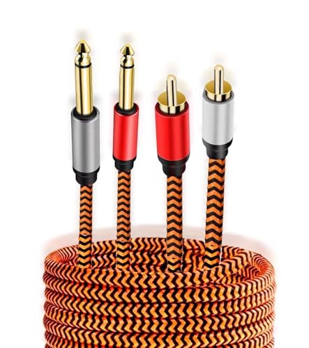 Cable de 6.35 mm a doble RCA macho con aislamiento premium de nailon para audio analógico 1