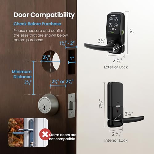 Lockly Secure Pro Smart Lock Wi-Fi, Keyless Entry Digital Keypad Door Lock, 3D Biometric Fingerprint Sensor Front Door Lock with Handle, Voice Control & Auto Lock - Latch Edition thumbnail 6