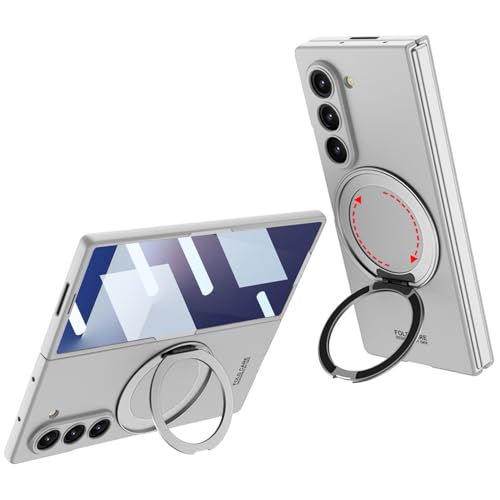 Coque Samsung Galaxy Z Fold 7 5G ultra mince argent avec verre trempé 9H et anneau