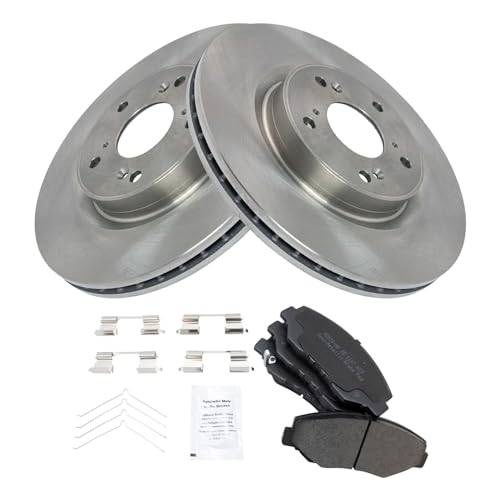 TRQ Front Brake Pad & Rotor Kit Brake Pads Brake Rotor Semi-Metallic Compatible with 2012-2015 Honda CR-V