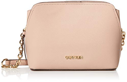 Calvin Klein Hailey Micro Pebble Triple Compartment Chain Crossbody, Pale Rose