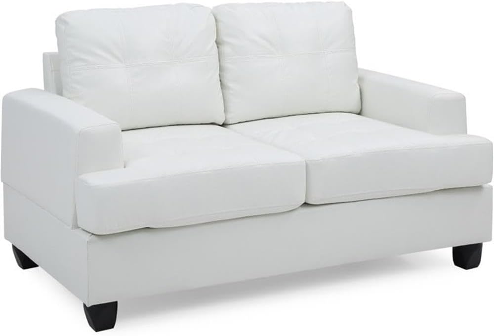 Glory Furniture Sandridge Faux Leather Loveseat in White