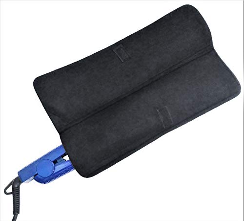 Flat Iron and Curling Iron Travel Holder - Heat Resistant Shield Cover Mat Straightener Pouch Case Thermal Bag Black