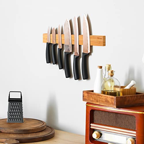 Joejis Magnetic Knife Holder 16" 40cm - Made from Bamboo - Extra Strong Magnetic Rack - Wall Mounted Kitchen Knives & Utensils Storage Organiser - Image 6