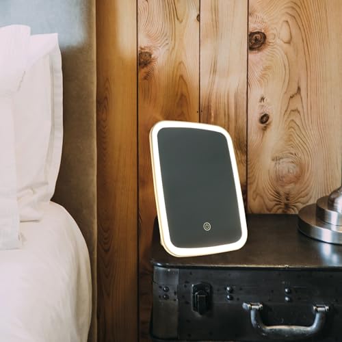 Espejo de maquillaje YARNOW blanco con luces LED para mesa de noche 6