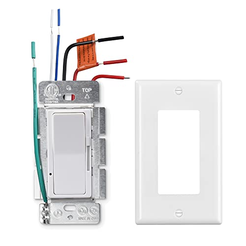 DUCHOW 0-10V LED Dimmer Decorator Rocker Light Switch for 0-10V Dimmable LED Lights 120-277V Single-Pole or 3-Way ETL Listed White-1pc