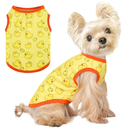Dog Shirt Vest Dog Clothes for Small Dogs Boy Girl Stretchy Summer Puppy T-Shirts Soft Breathable Lightweight Puppy Sweatshirt Pet Cat Outfit (Yellow Duck, Medium)
