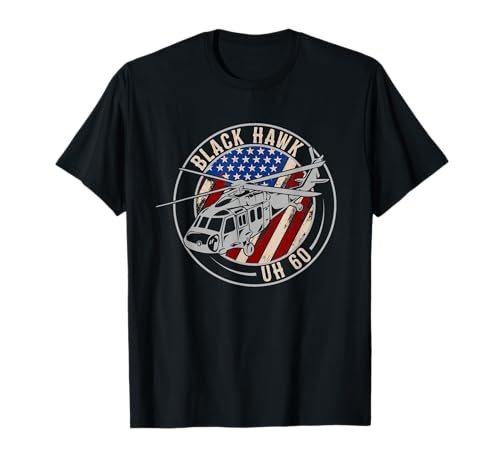 Patriotic USA Flag Military Helicopter UH-60 Black Hawk T-Shirt