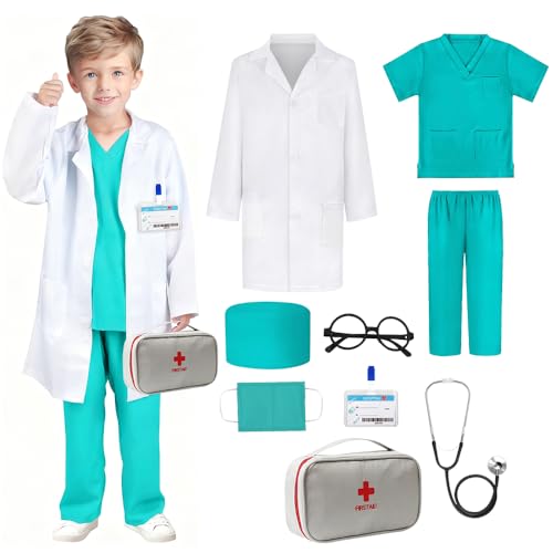 HIULLEN 9 Pezzi Kit Dottore per Bambino, Valigetta Dottore Bambini
