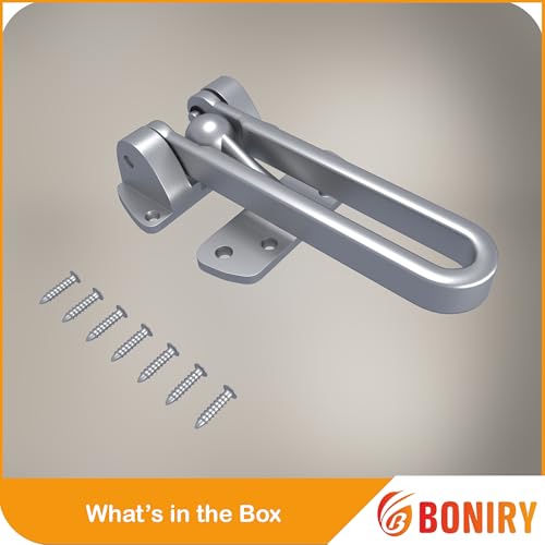 Image of Boniry Heavy Duty Security Door Lock | Anti-Theft Door Guard Latch for Front and Inside Door | Ideal for Home,Office (Silver)