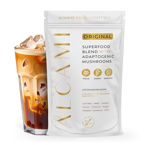 alcami elements Mushroom Coffee Alternative, Superfood Blend, 10X Concentrated Extract with Lion’s Mane, Reishi & Cordyceps, Energy & Focus Support, Premium Supplement Powder, 30 Servings