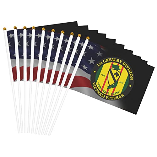 1st Cavalry Division Vietnam Veteran Double Flags Fluttering In Their Hands, Shining With Blood Youth, Exploring Cultural Connotation