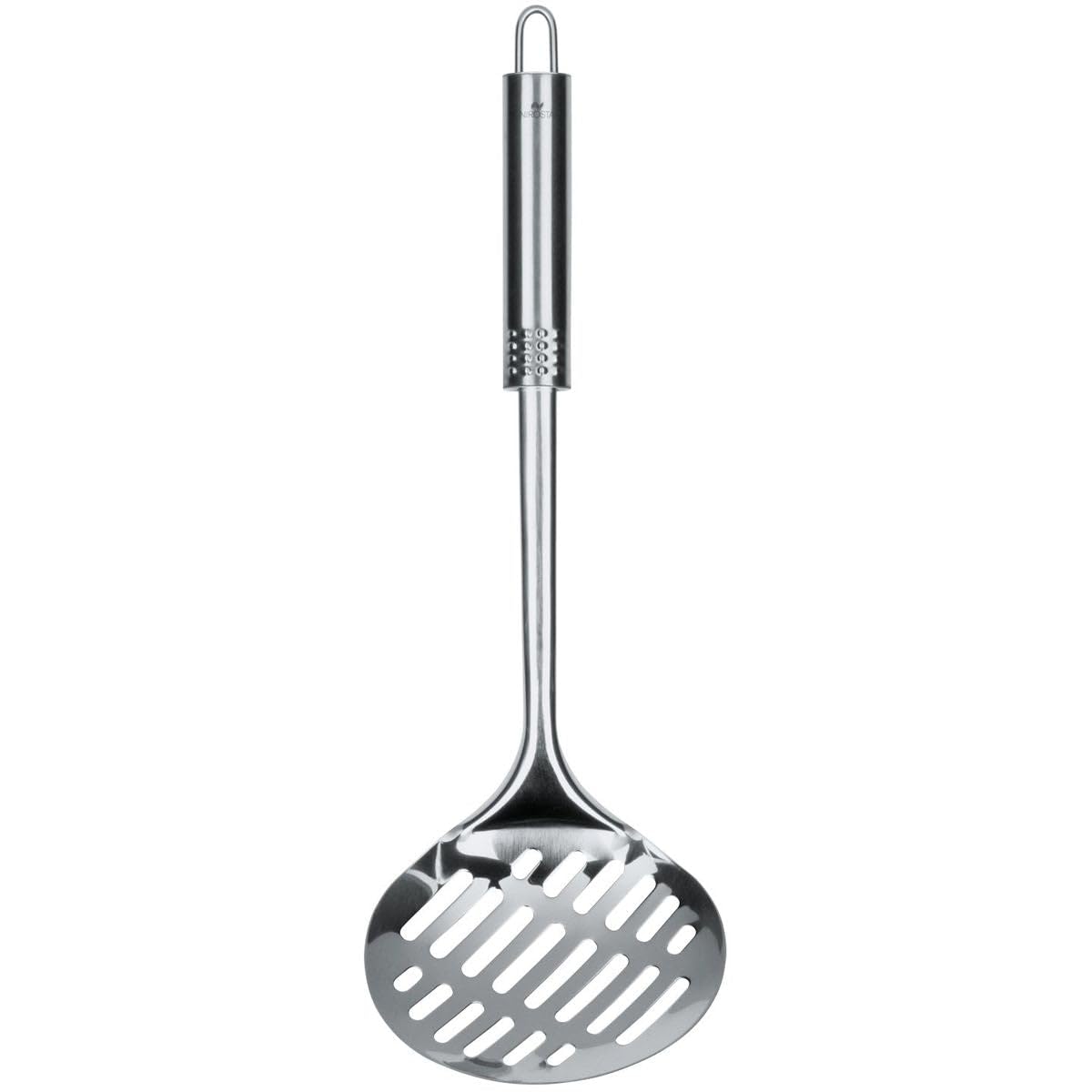 Fackelmann Abseihlöffel 35 cm OVALGRIFF, Küchenhelfer mit ergonomischem Griff, Schaumlöffel auf Edelstahl (Farbe: Silber), Menge: 1 Stück, Gemischt