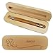 Produktbild Holz-Kugelschreiber und Holzbox mit Name graviert - Personalisiertes Schreibset aus Holz - mit individueller Wunsch-Gravur als Geschenk (Kleeblatt)